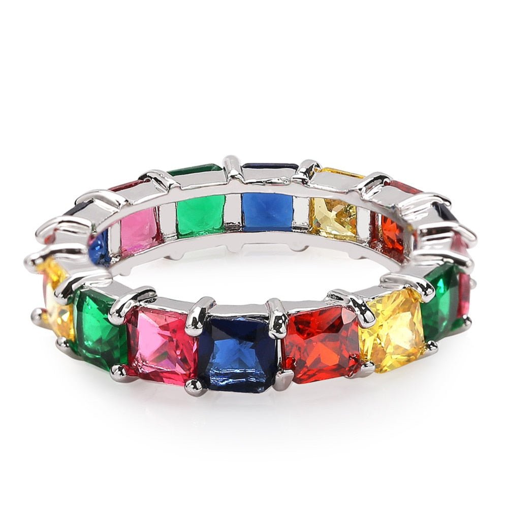 18K Gold Multi Coloured Stones Ring - Drip Culture Jewelry