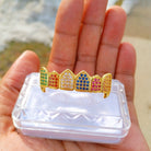 18K Gold Rainbow Diamond Grillz - Drip Culture Jewelry