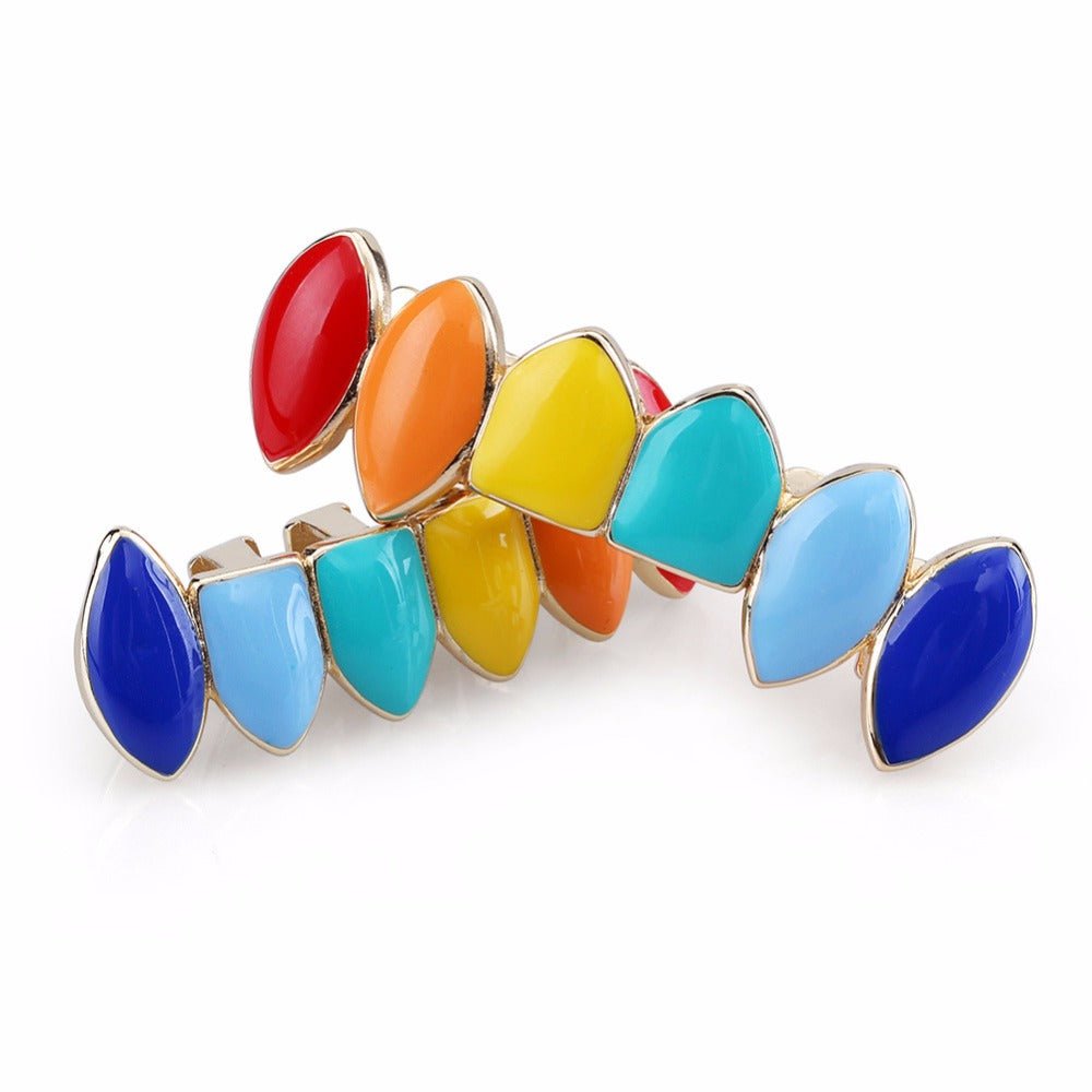 18K Gold Rainbow Grillz - Drip Culture Jewelry