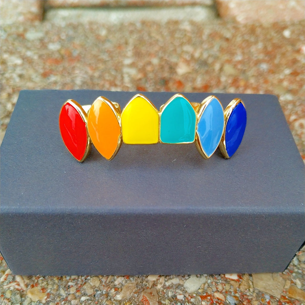18K Gold Rainbow Grillz - Drip Culture Jewelry