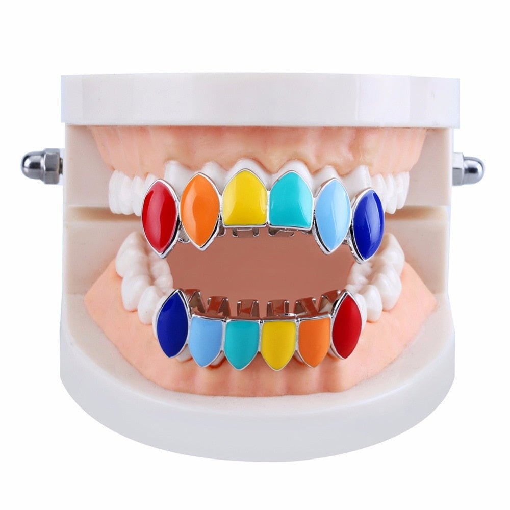 18K Gold Rainbow Grillz - Drip Culture Jewelry
