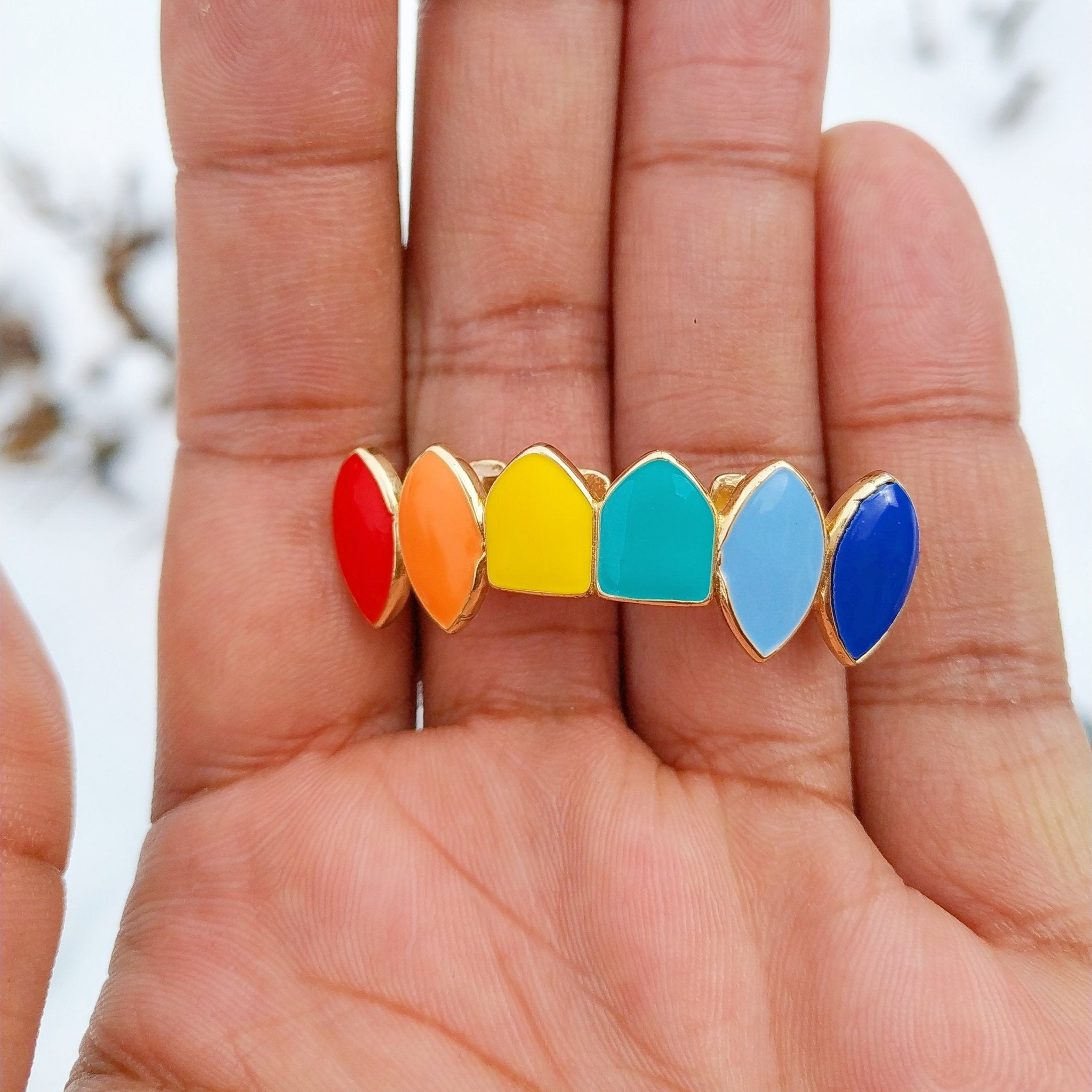 18K Gold Rainbow Grillz - Drip Culture Jewelry