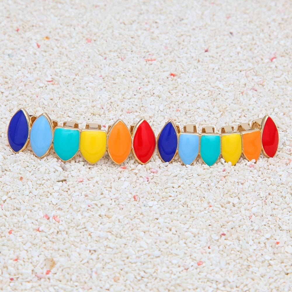 18K Gold Rainbow Grillz - Drip Culture Jewelry