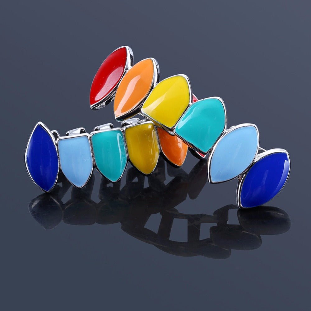 18K Gold Rainbow Grillz - Drip Culture Jewelry