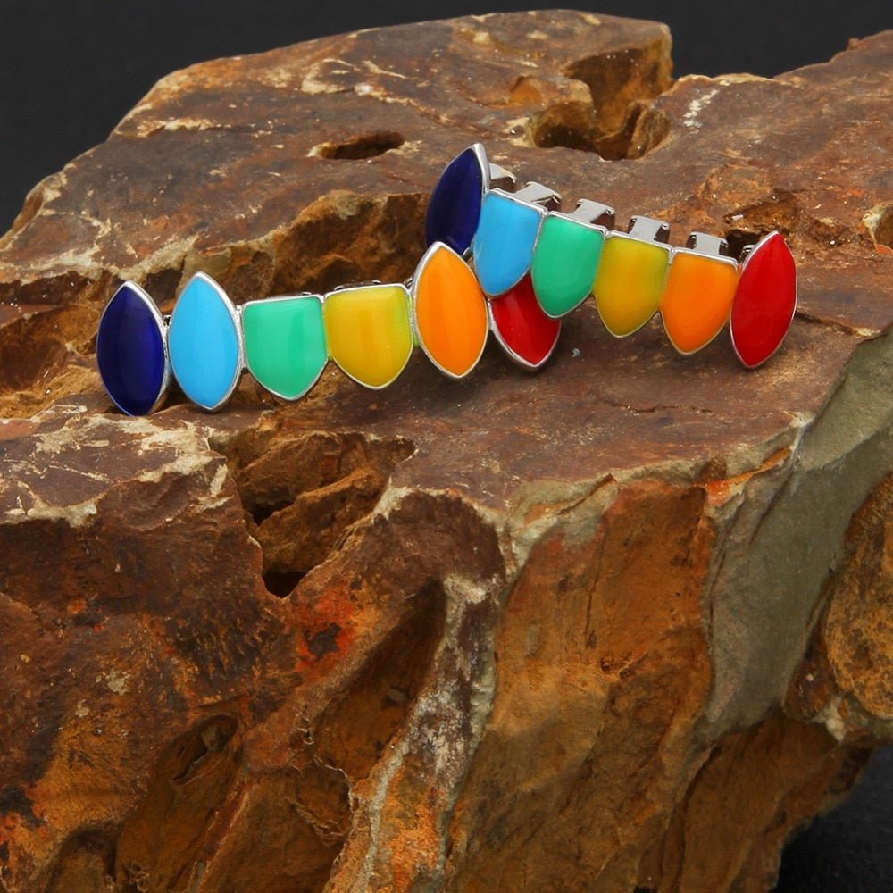 18K Gold Rainbow Grillz - Drip Culture Jewelry