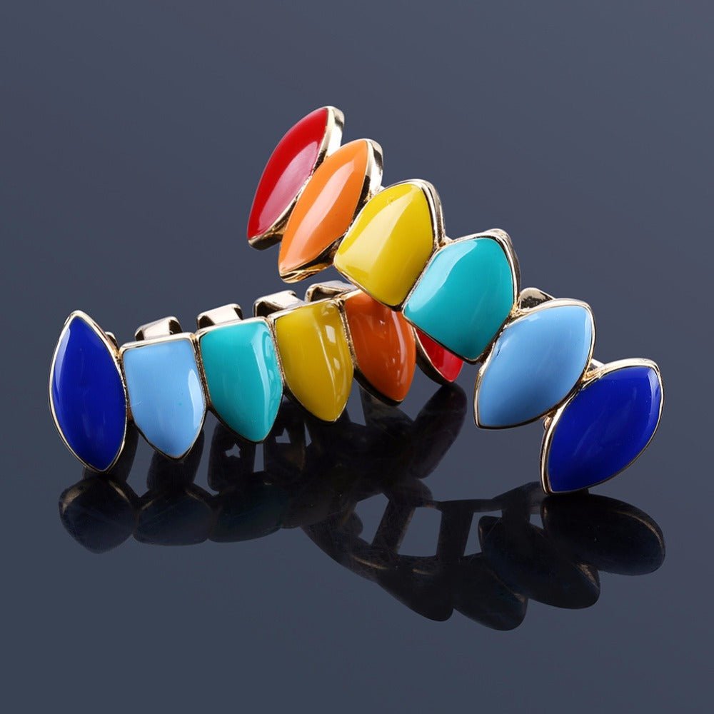 18K Gold Rainbow Grillz - Drip Culture Jewelry