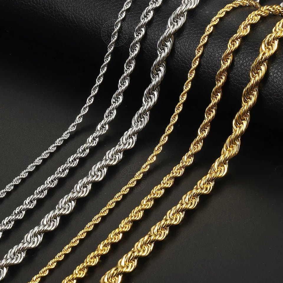 18K Gold Rope Chain - silver rope chain - rope necklace – Drip Culture ...