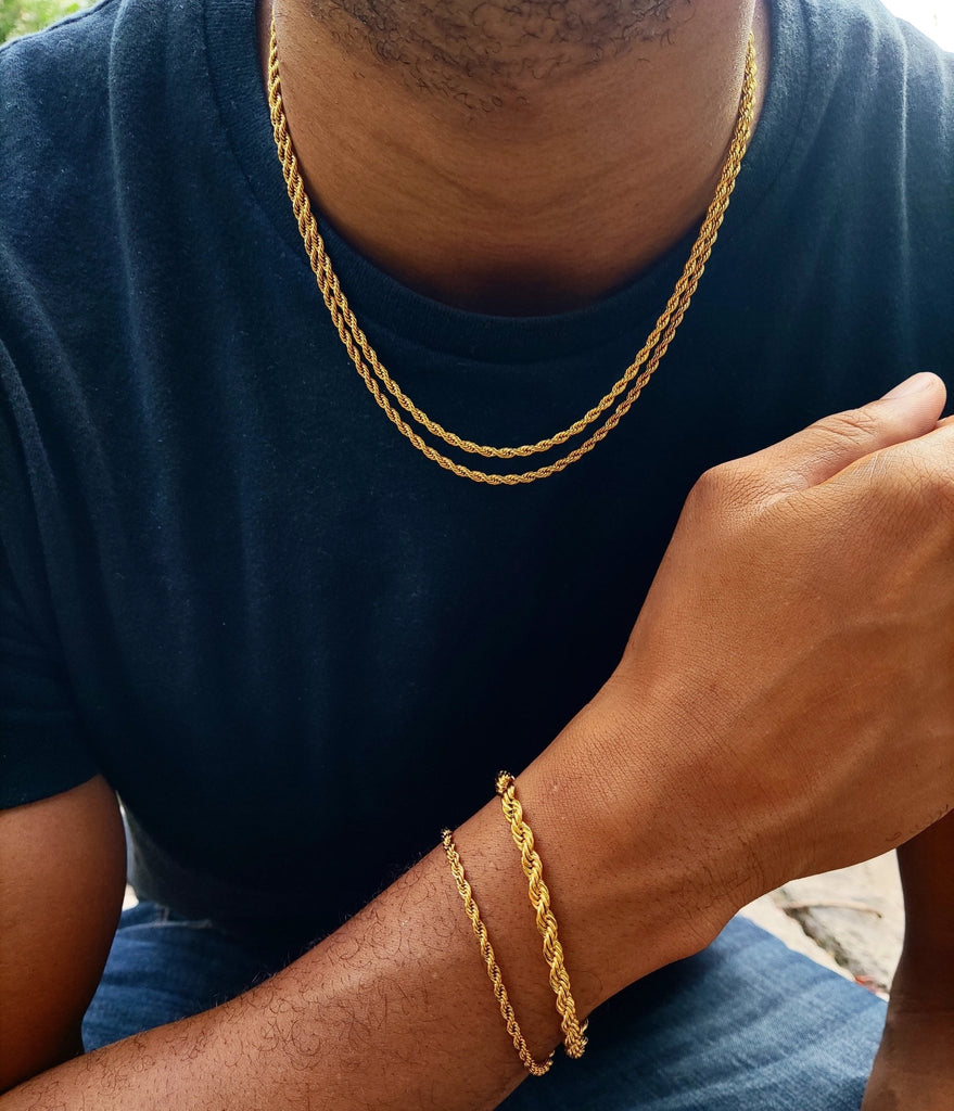 18K Gold Rope Chain Bracelet Set ( 4 Pieces ) - Drip Culture Jewelry