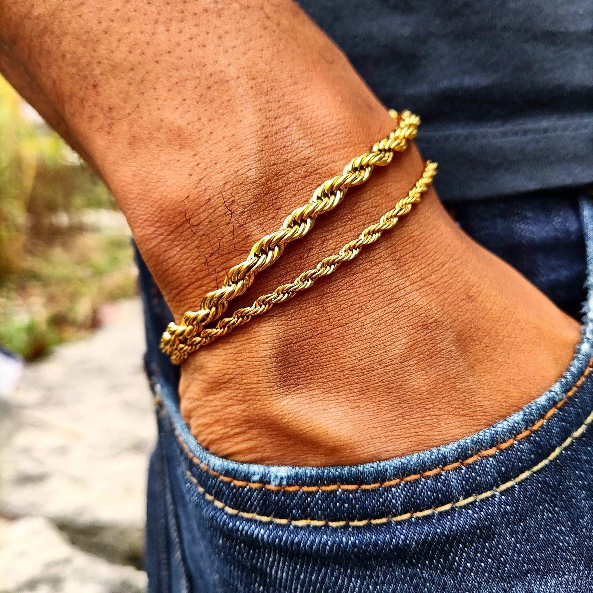 18K Gold Rope Chain Bracelet Set ( 4 Pieces ) - Drip Culture Jewelry
