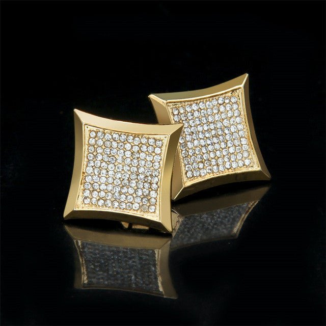 18K Gold Square Diamond Earrings - Drip Culture Jewelry