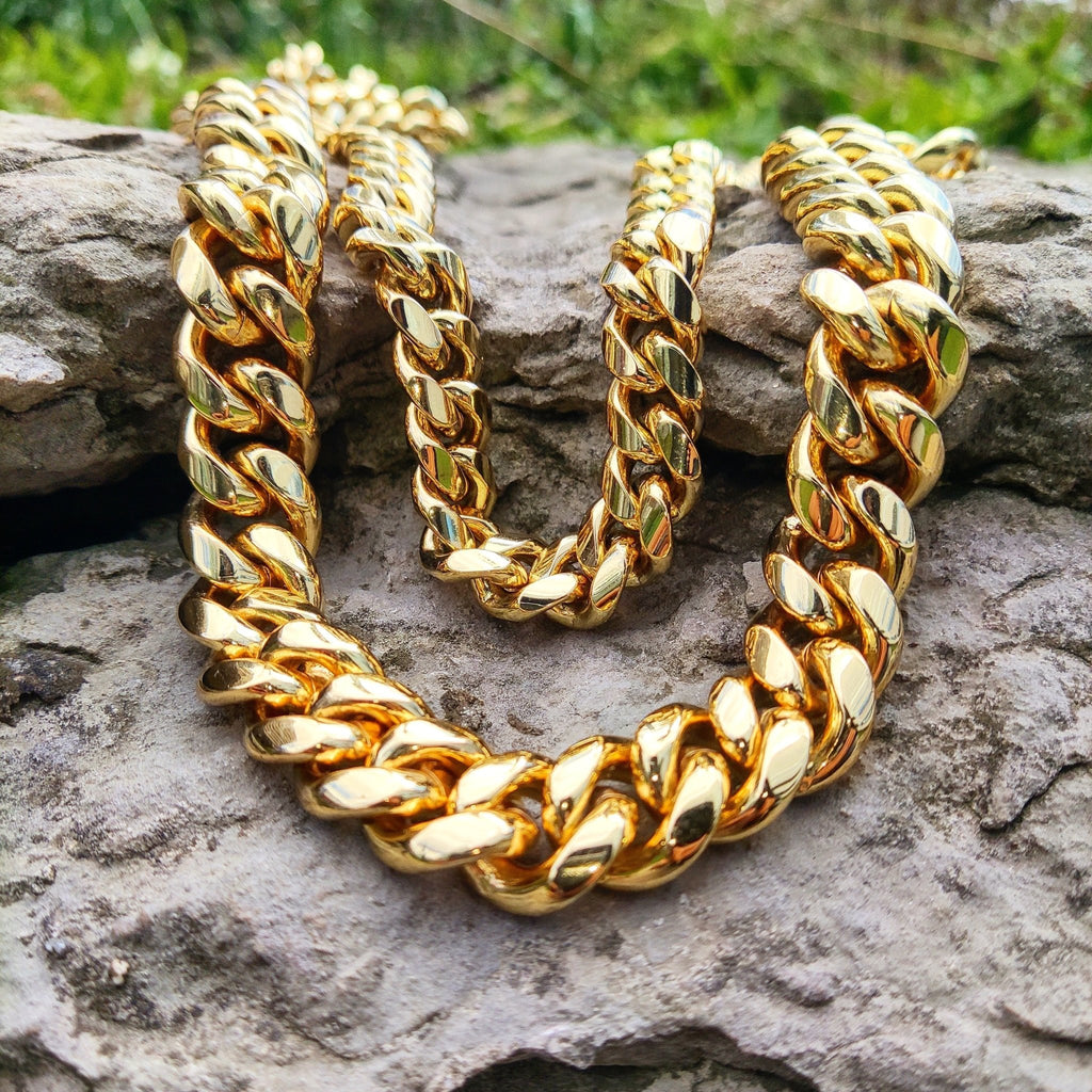 18k Gold Thick Cuban Link Chain (8mm-18mm) - Drip Culture Jewelry