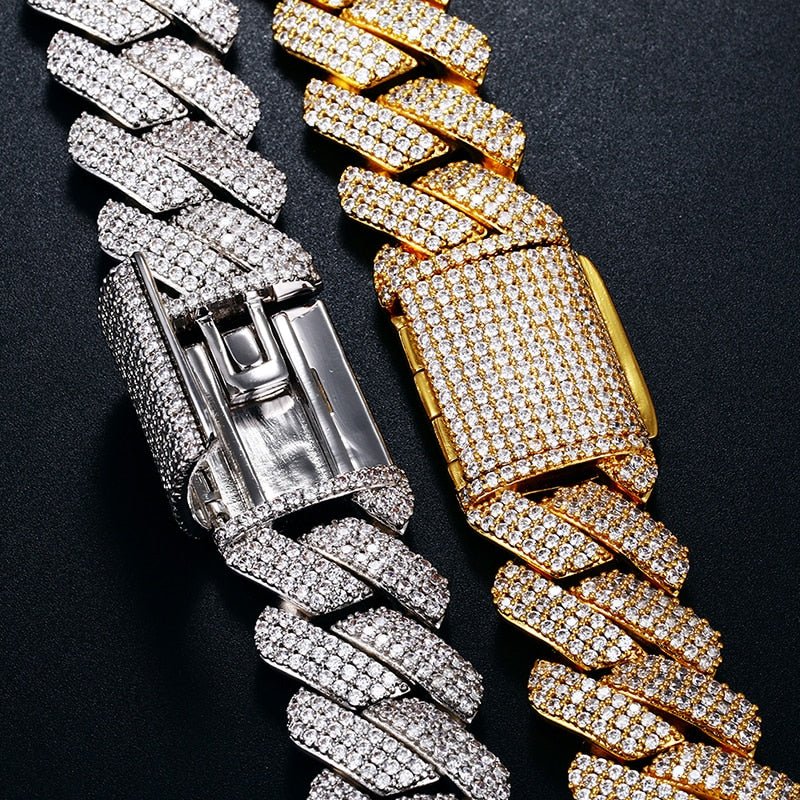 20mm 18k Gold Diamond Prong Cuban Link Chain - Drip Culture Jewelry