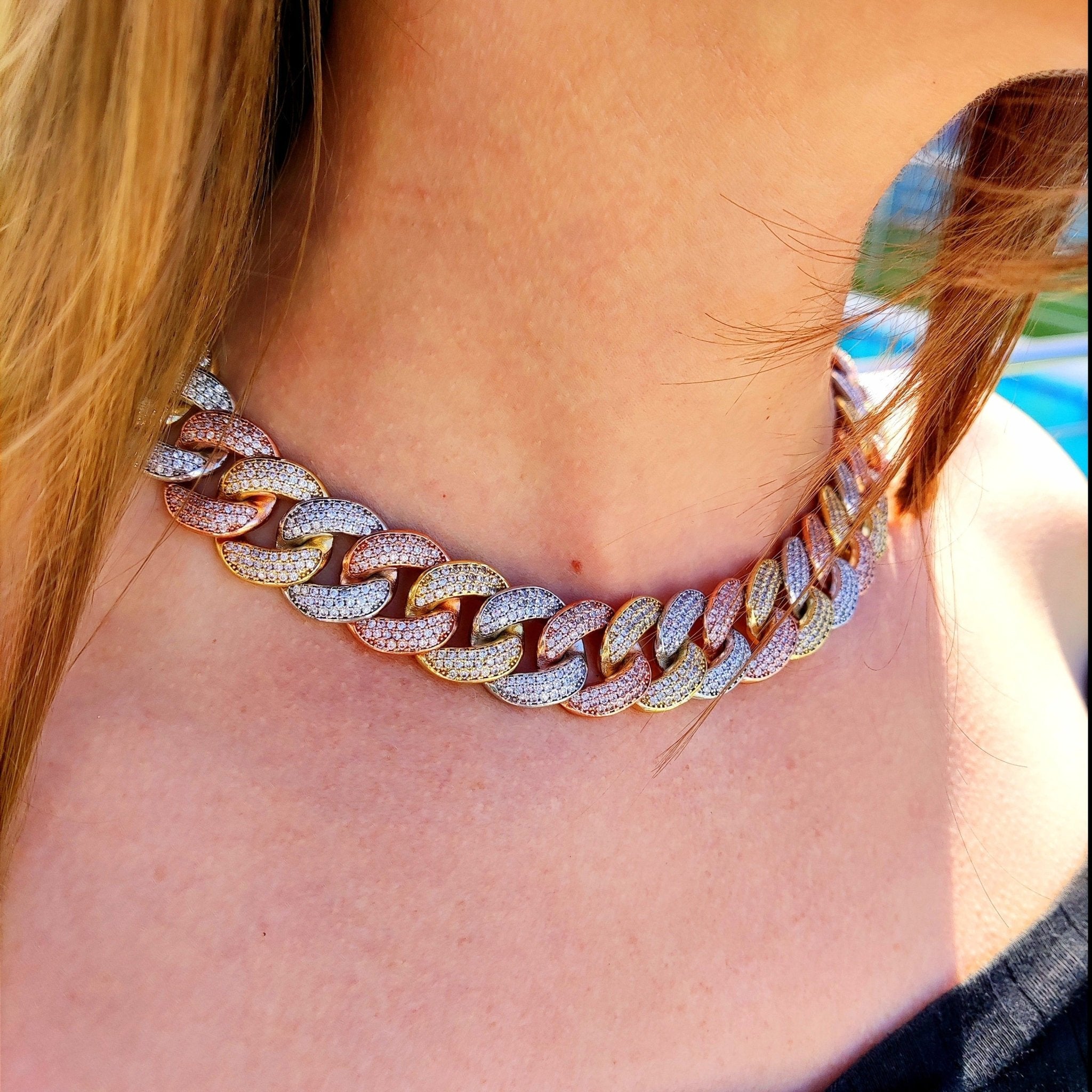 3 Tone 18mm 18K Gold Diamond Miami Cuban Link Chain - Drip Culture Jewelry