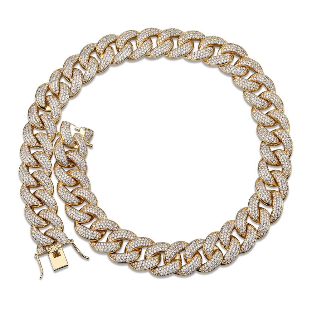 3 Tone 18mm 18K Gold Diamond Miami Cuban Link Chain - Drip Culture Jewelry