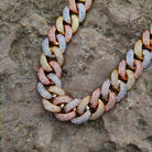 3 Tone 18mm 18K Gold Diamond Miami Cuban Link Chain - Drip Culture Jewelry