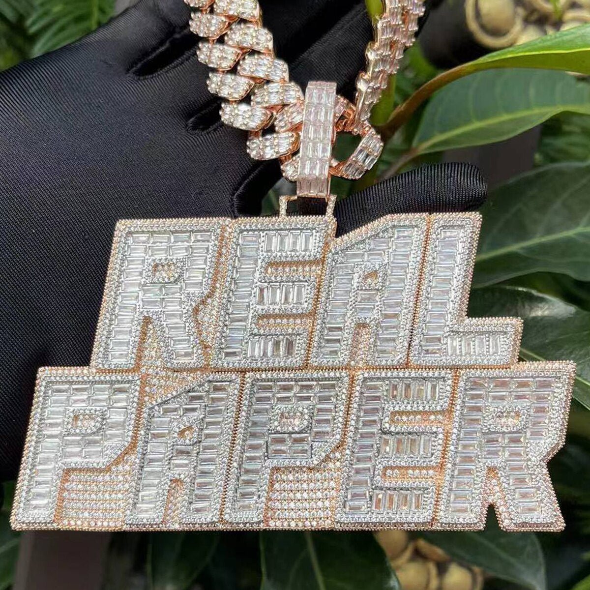 Baguette & Diamond Custom Name Pendant - Drip Culture Jewelry
