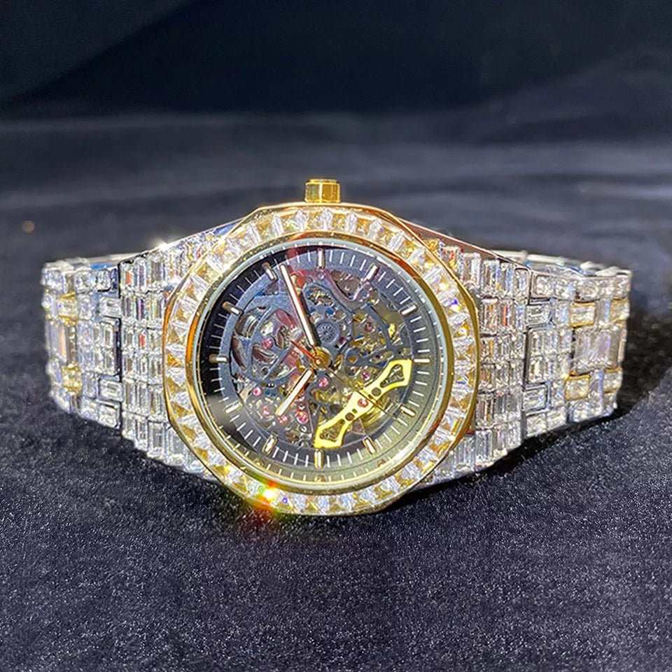 Baguette Diamond Tycoon Mechanical Watch - Drip Culture Jewelry