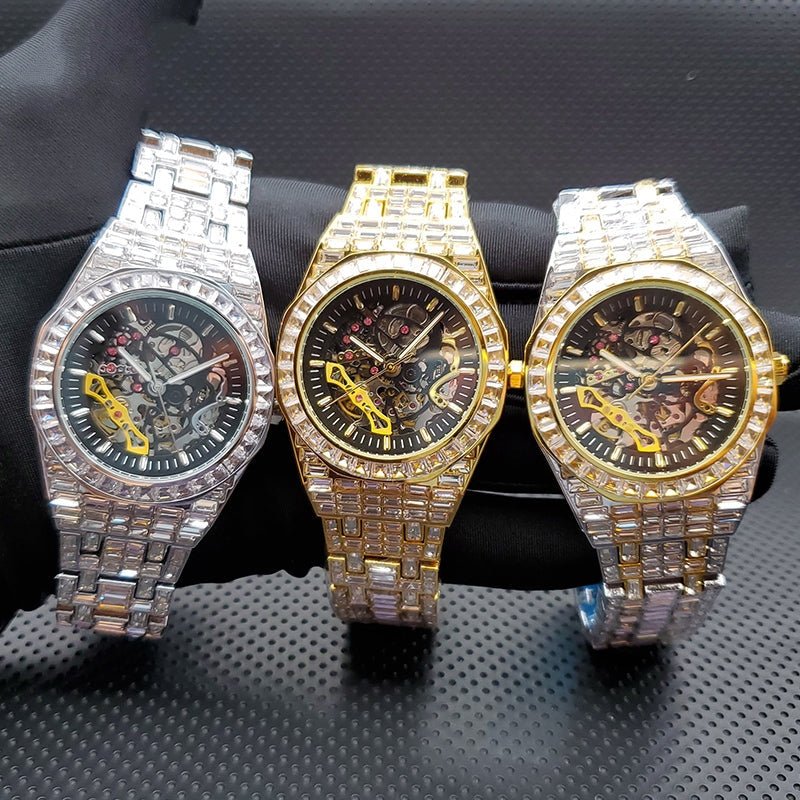 Baguette Diamond Tycoon Mechanical Watch - Drip Culture Jewelry