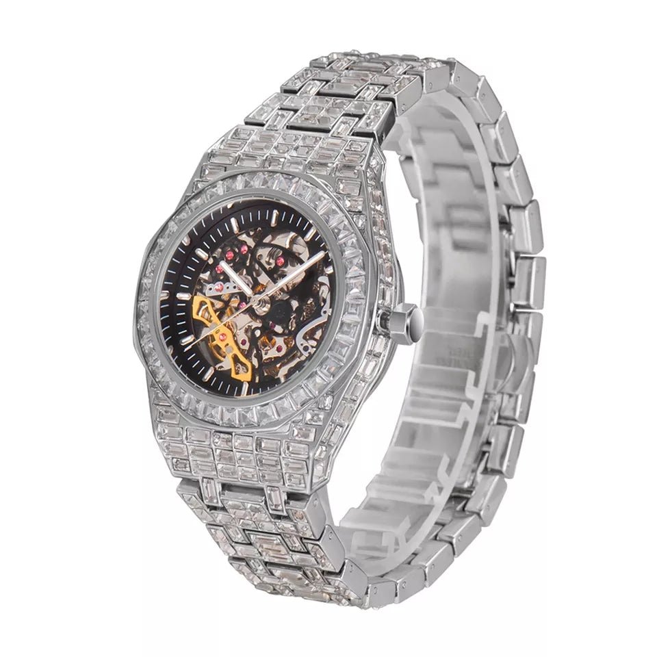 Baguette Diamond Tycoon Mechanical Watch - Drip Culture Jewelry