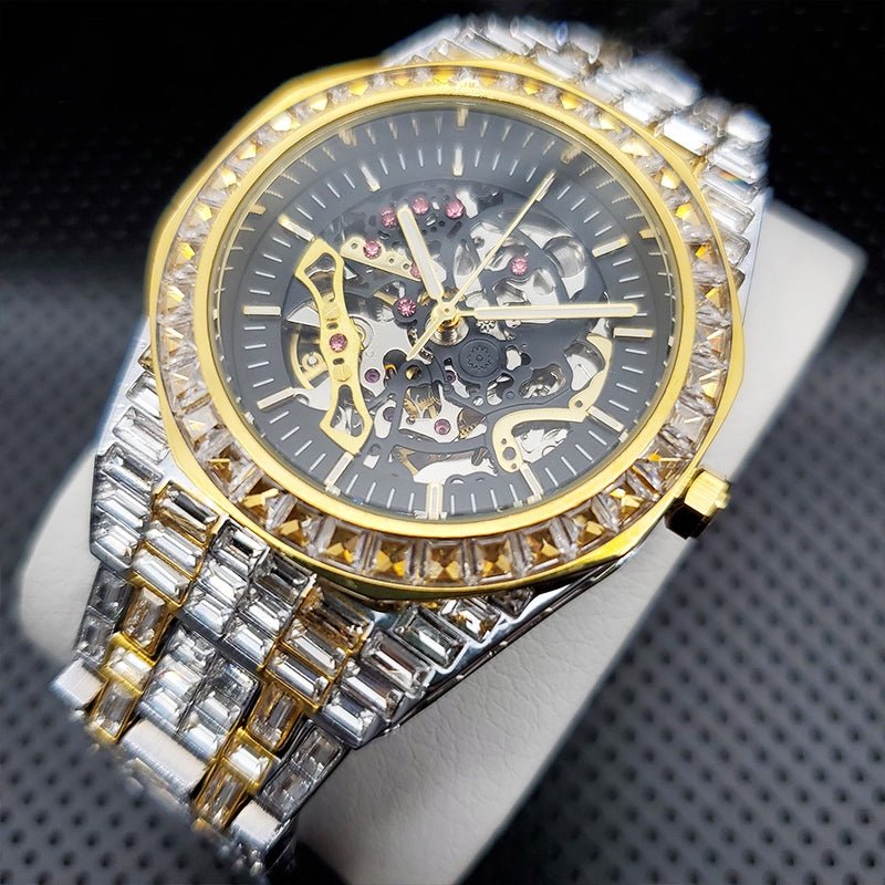 Baguette Diamond Tycoon Mechanical Watch - Drip Culture Jewelry