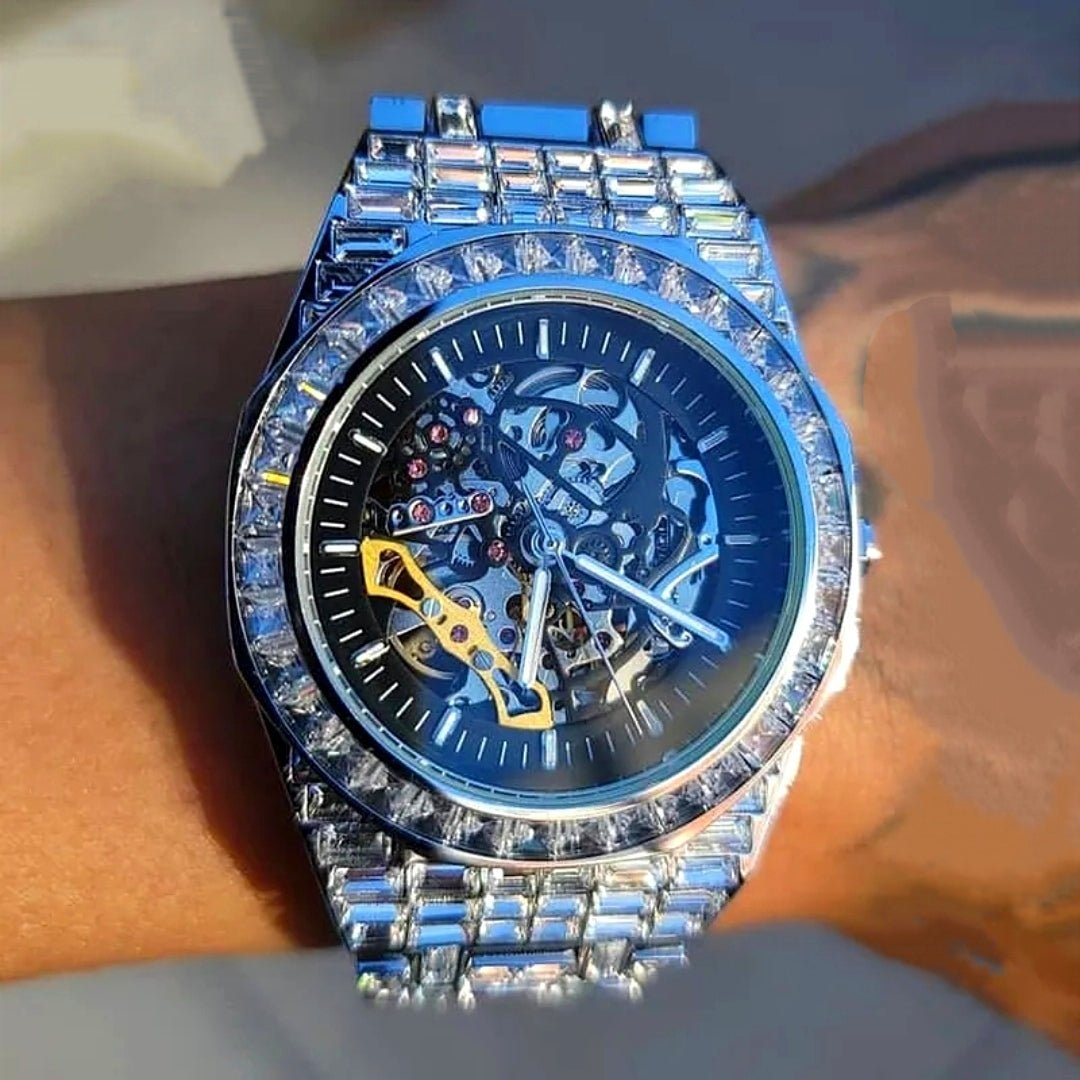 Baguette Diamond Tycoon Mechanical Watch - Drip Culture Jewelry