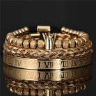 Crown Roman Numerals Rope Bracelet Set (3 Pieces) - Drip Culture Jewelry