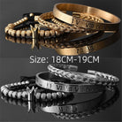 Crown Roman Numerals Rope Bracelet Set (3 Pieces) - Drip Culture Jewelry