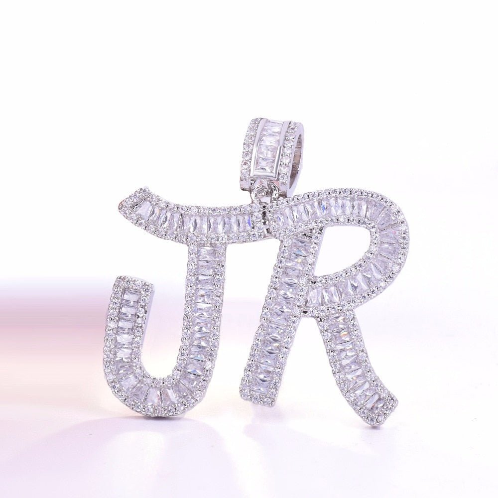 Custom 18K Gold Baguette Diamond Letter Pendant - Drip Culture Jewelry