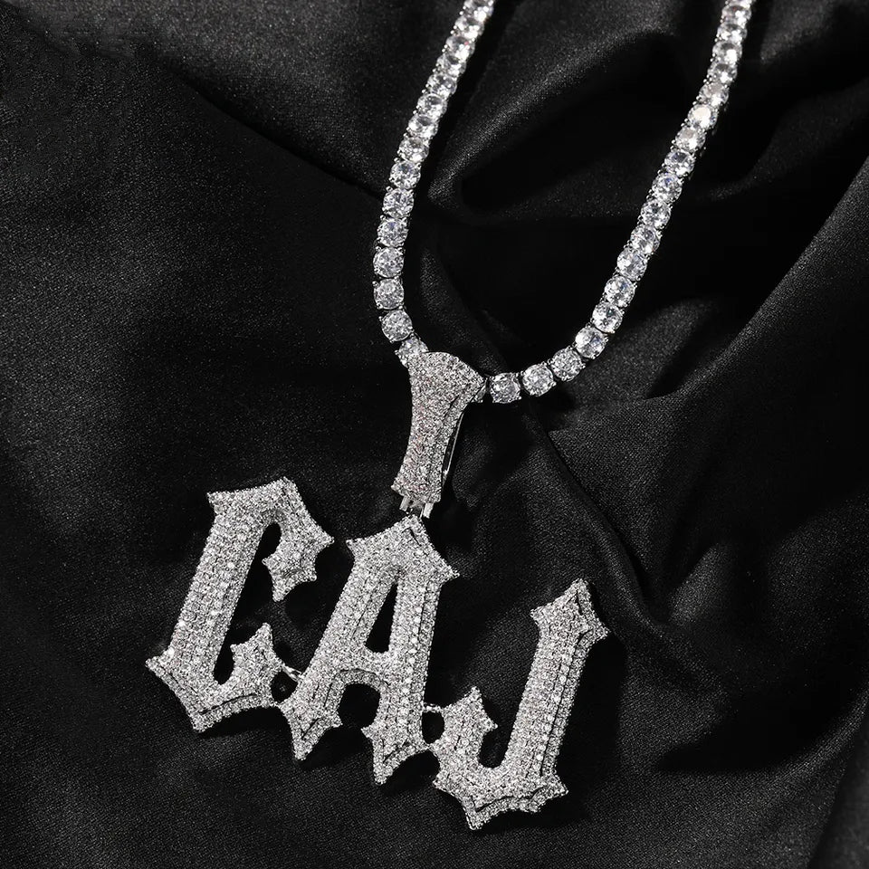 Custom 18k Gold Diamond 2 Tone Letter Pendant - Drip Culture Jewelry