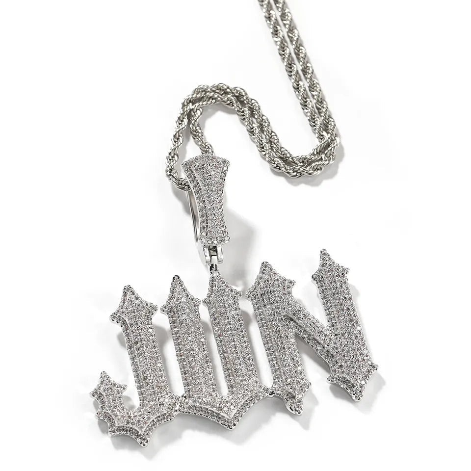 Custom 18k Gold Diamond 2 Tone Letter Pendant - Drip Culture Jewelry