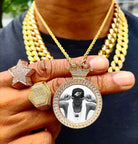 Custom 18k Gold Diamond Crown Picture Pendant - Drip Culture Jewelry