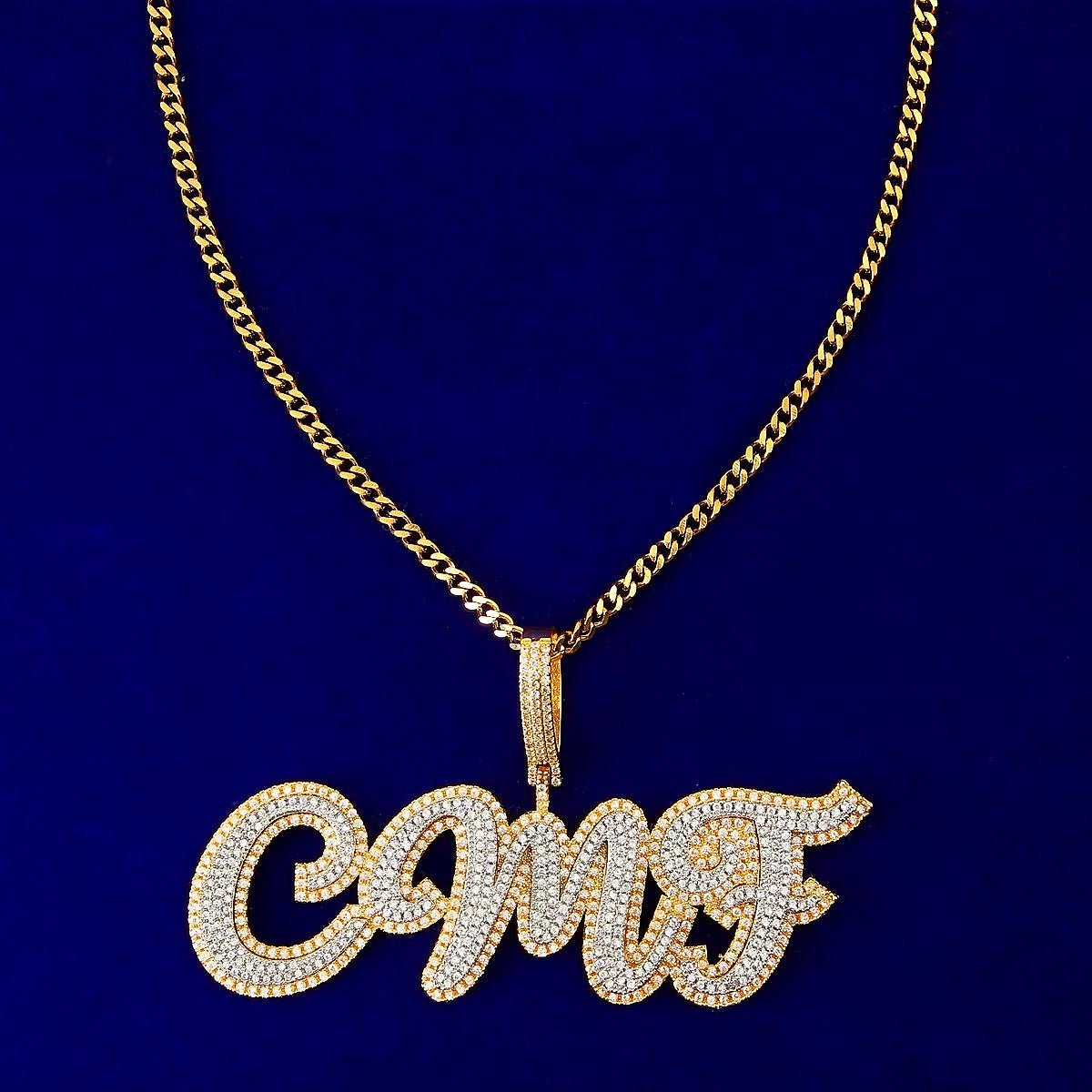 Custom 18K Gold Diamond Cursive Letters - Drip Culture Jewelry