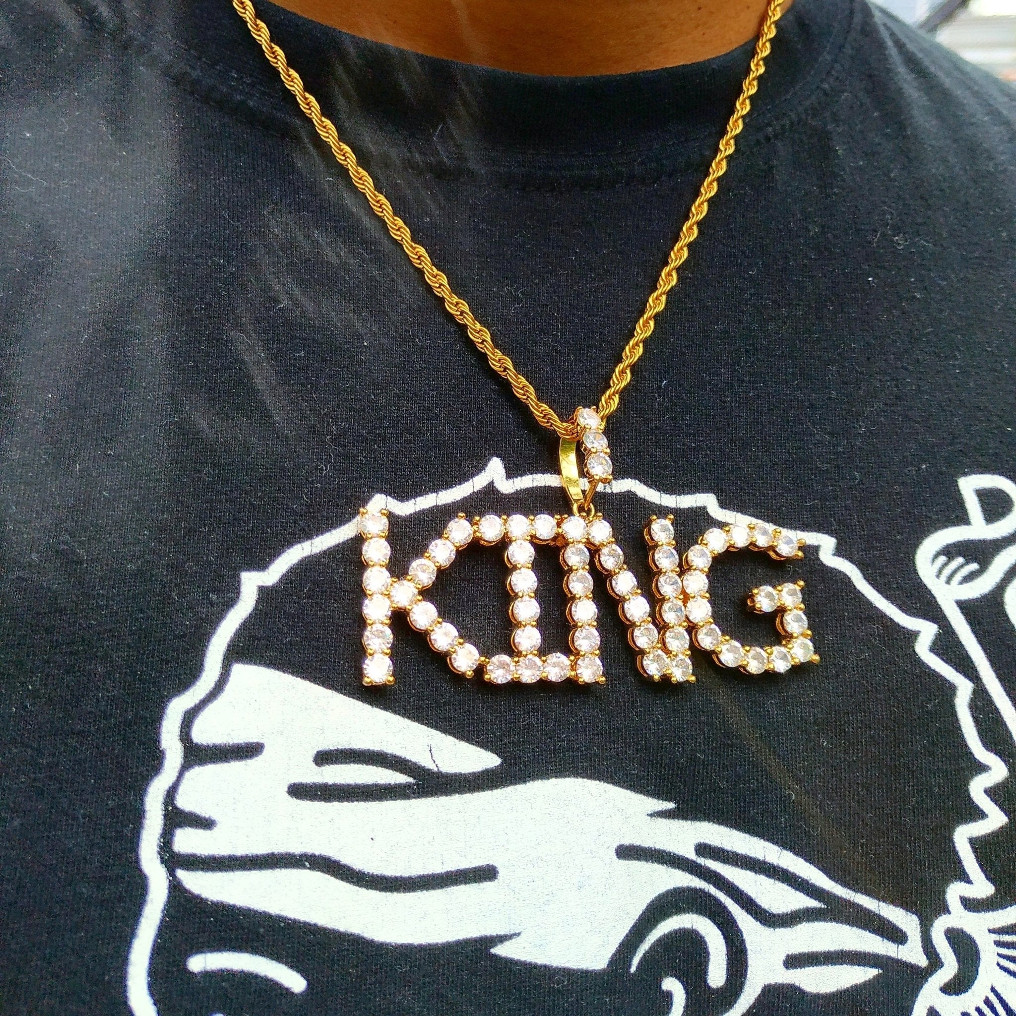 18K Gold Custom Diamond Letters - Custom Name Pendant - Name Necklace ...