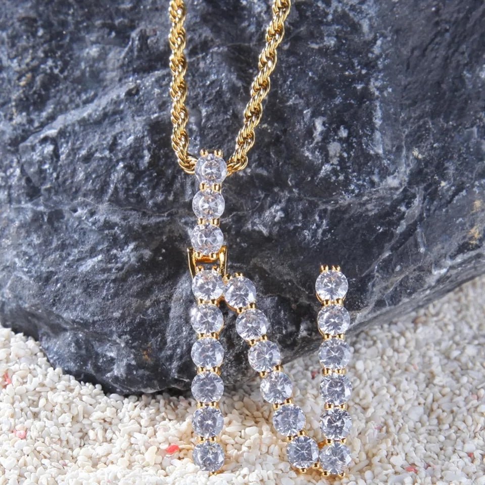 18K Gold Custom Diamond Letters - Custom Name Pendant - Name Necklace ...