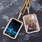Custom 18K Gold Diamond Rectangle Picture Pendant - Drip Culture Jewelry