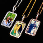 Custom 18K Gold Diamond Rectangle Picture Pendant - Drip Culture Jewelry