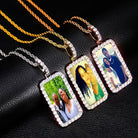 Custom 18K Gold Diamond Rectangle Picture Pendant - Drip Culture Jewelry