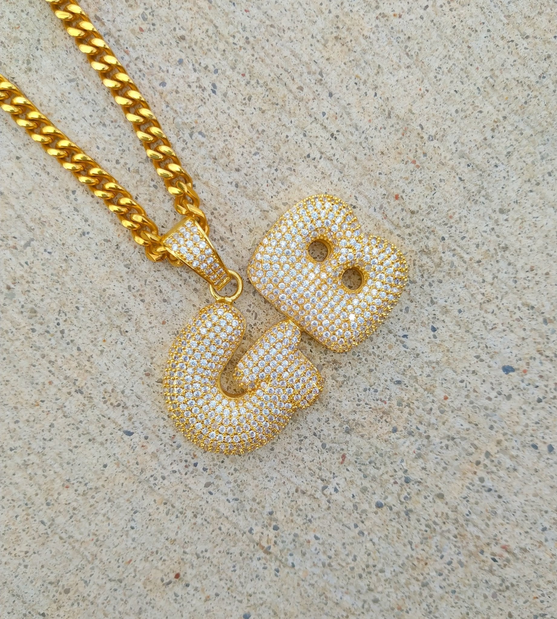 Custom 18K Gold Icy Bubble-Letter - Drip Culture Jewelry