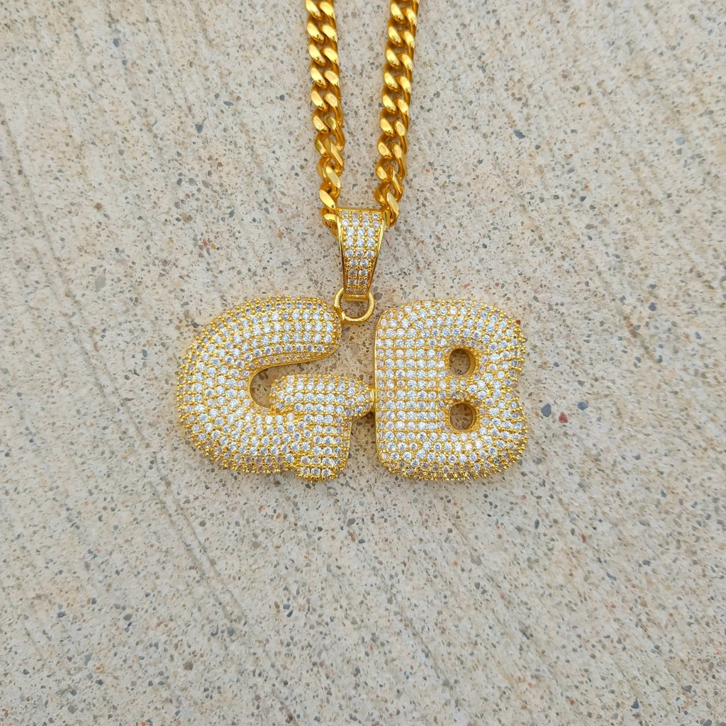 Custom 18K Gold Icy Bubble-Letter - Drip Culture Jewelry