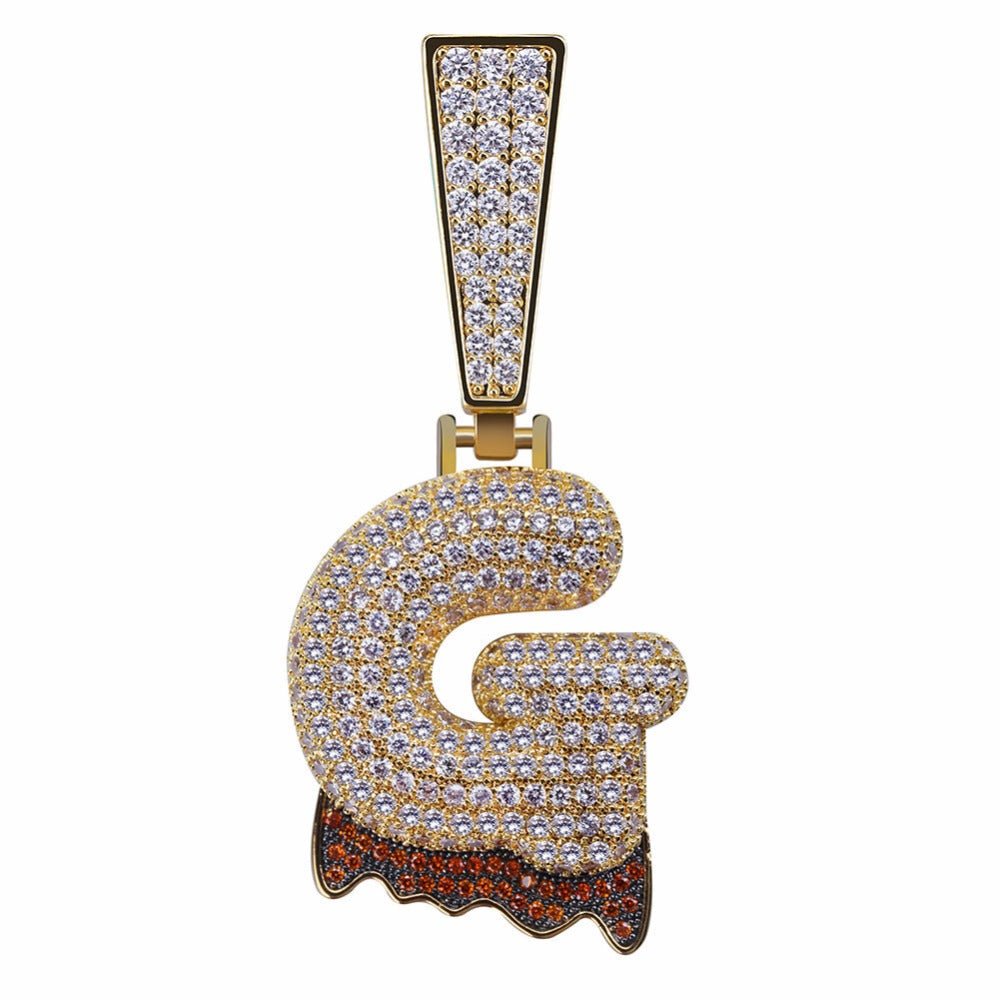 Custom Diamond Drip Bubble Letter with Diamond Cuban Link Chain - Drip Culture Jewelry