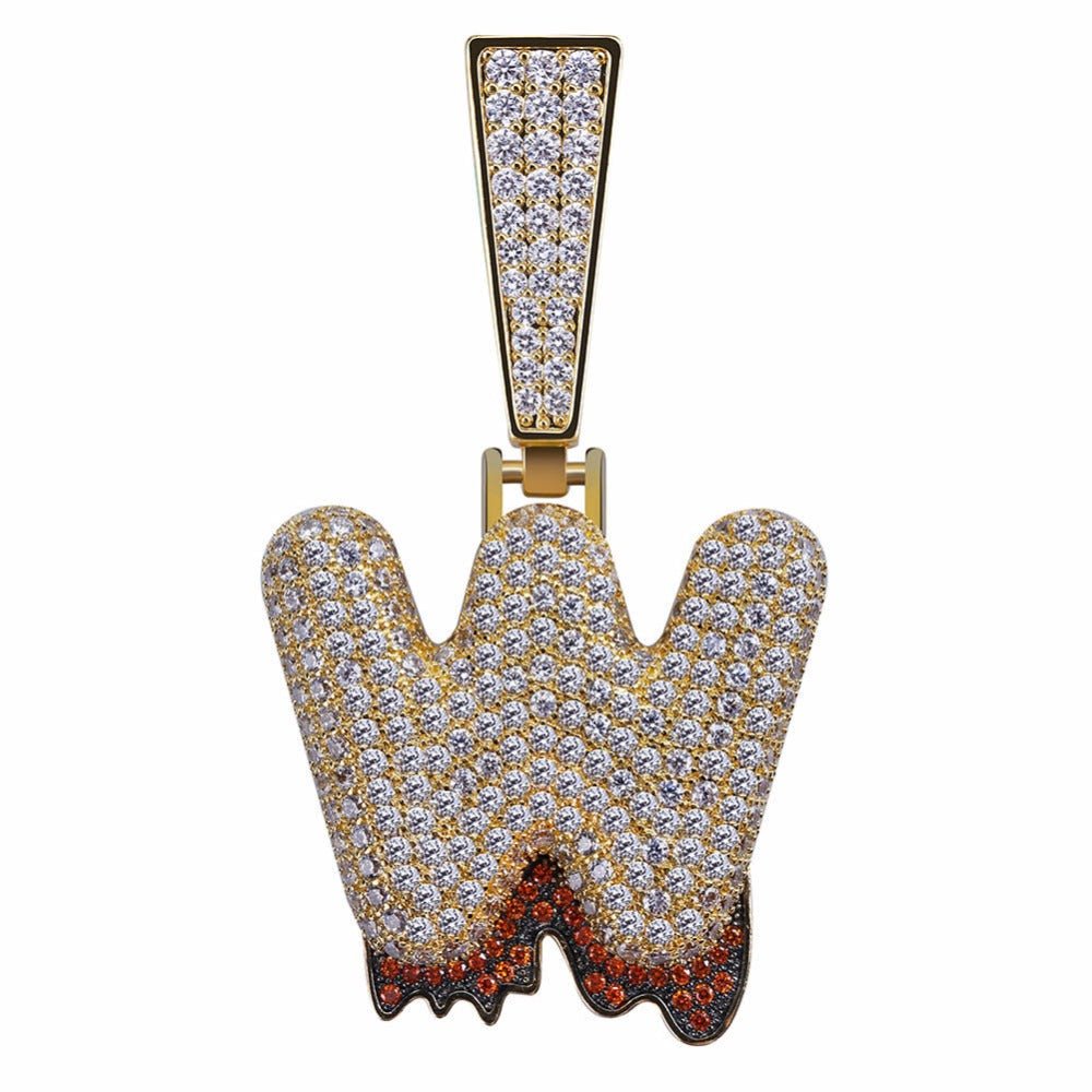 Custom Diamond Drip Bubble Letter with Diamond Cuban Link Chain – Drip ...