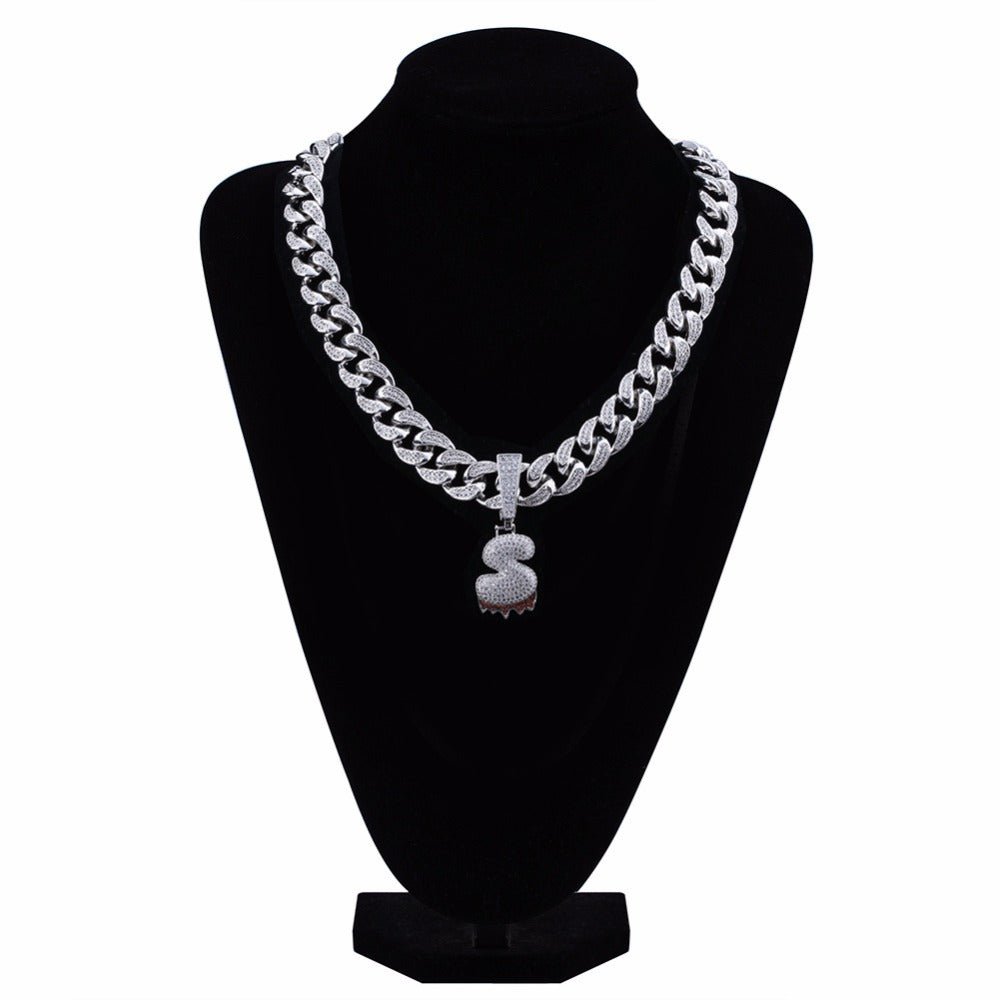 Custom Diamond Drip Bubble Letter with Diamond Cuban Link Chain - Drip Culture Jewelry