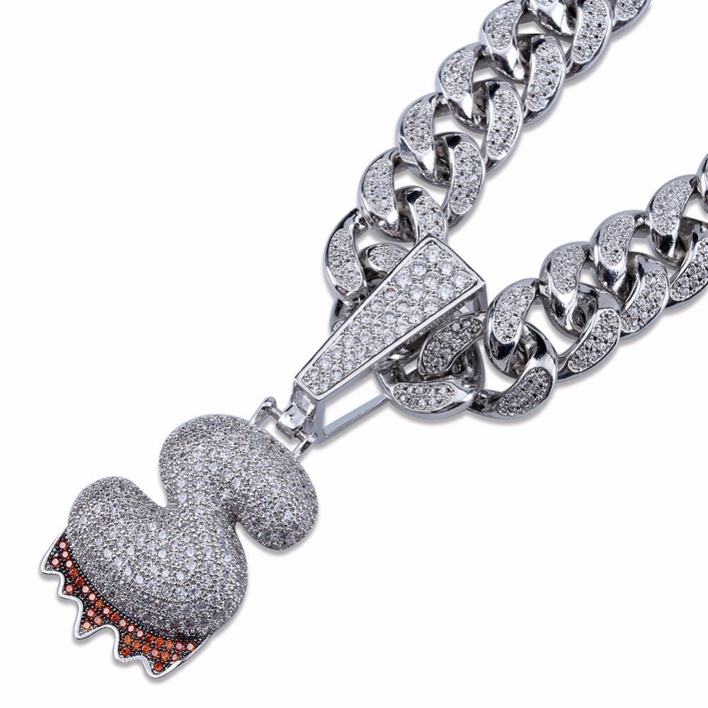Custom Diamond Drip Bubble Letter with Diamond Cuban Link Chain - Drip Culture Jewelry