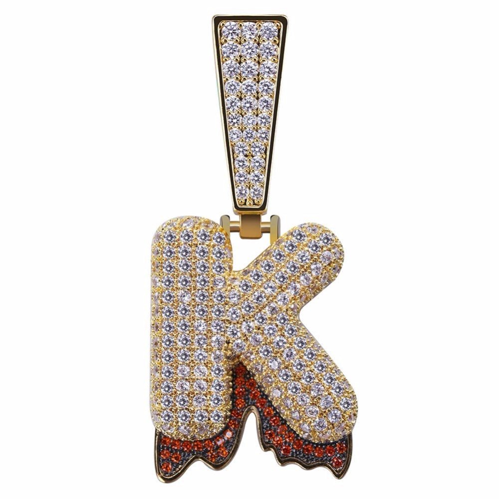 Custom Diamond Drip Bubble Letter with Diamond Cuban Link Chain - Drip Culture Jewelry