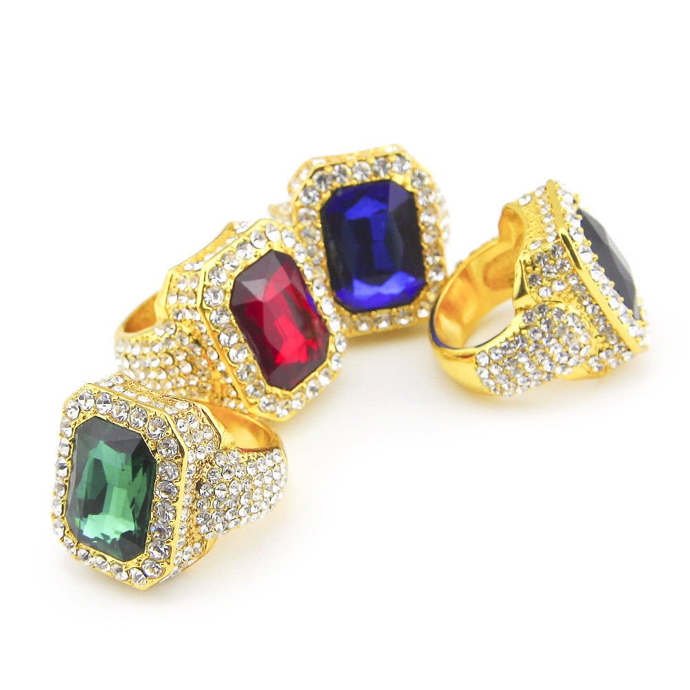 CZ Diamond 18k Gold Plated Gemstone Ring - Drip Culture Jewelry