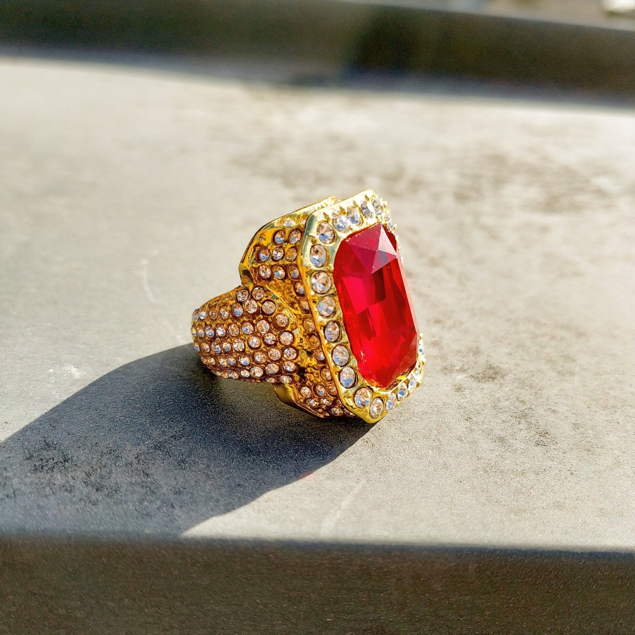 CZ Diamond 18k Gold Plated Gemstone Ring - Drip Culture Jewelry