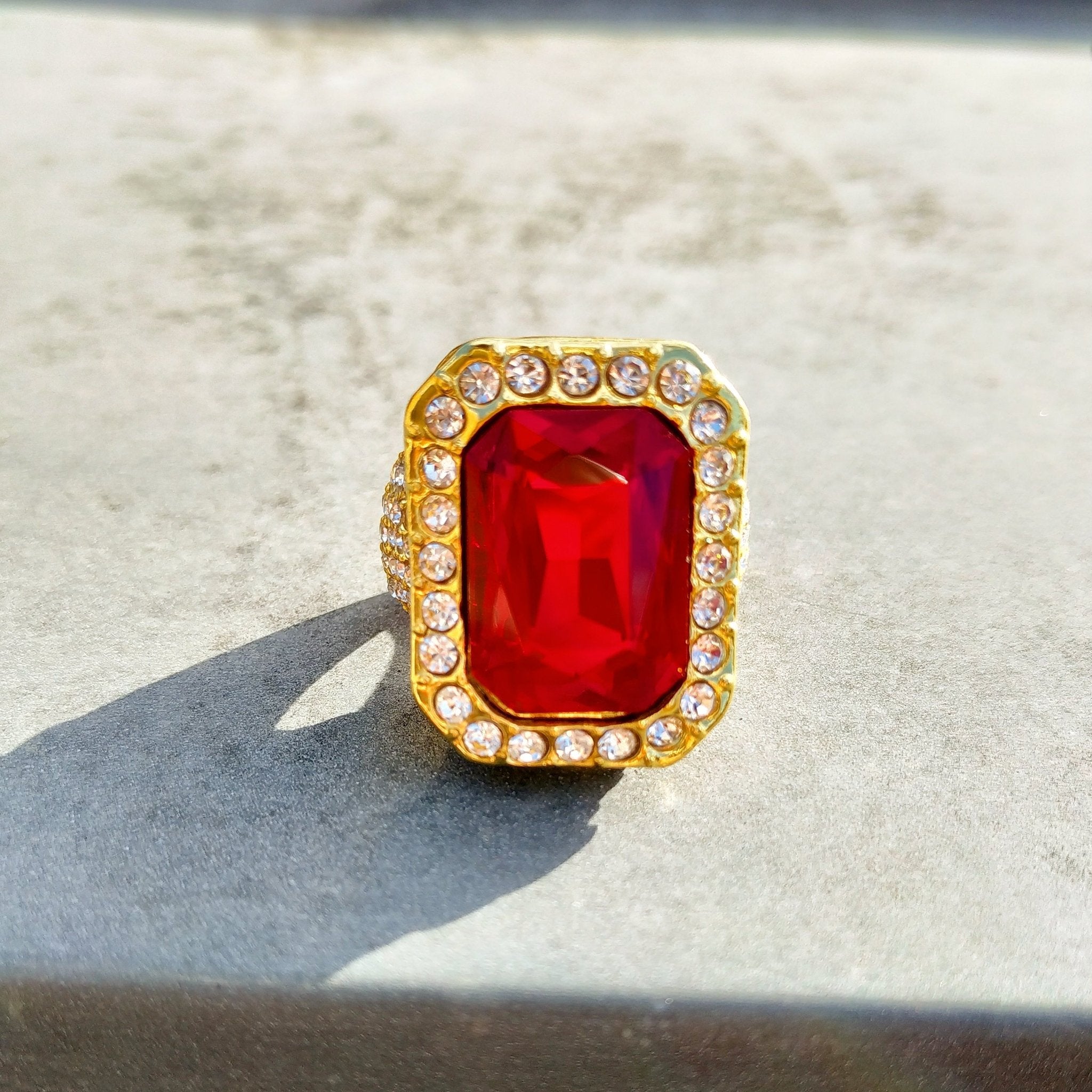 CZ Diamond 18k Gold Plated Gemstone Ring - Drip Culture Jewelry