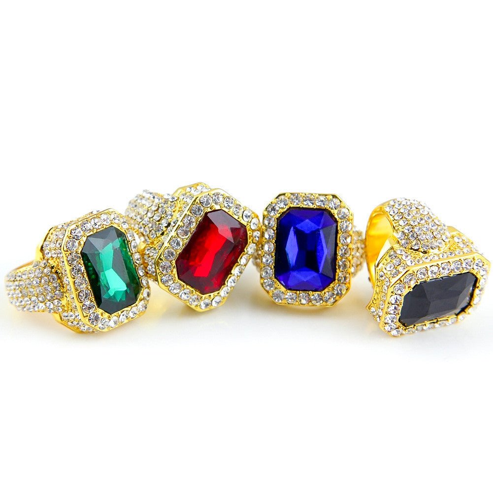 CZ Diamond 18k Gold Plated Gemstone Ring - Drip Culture Jewelry