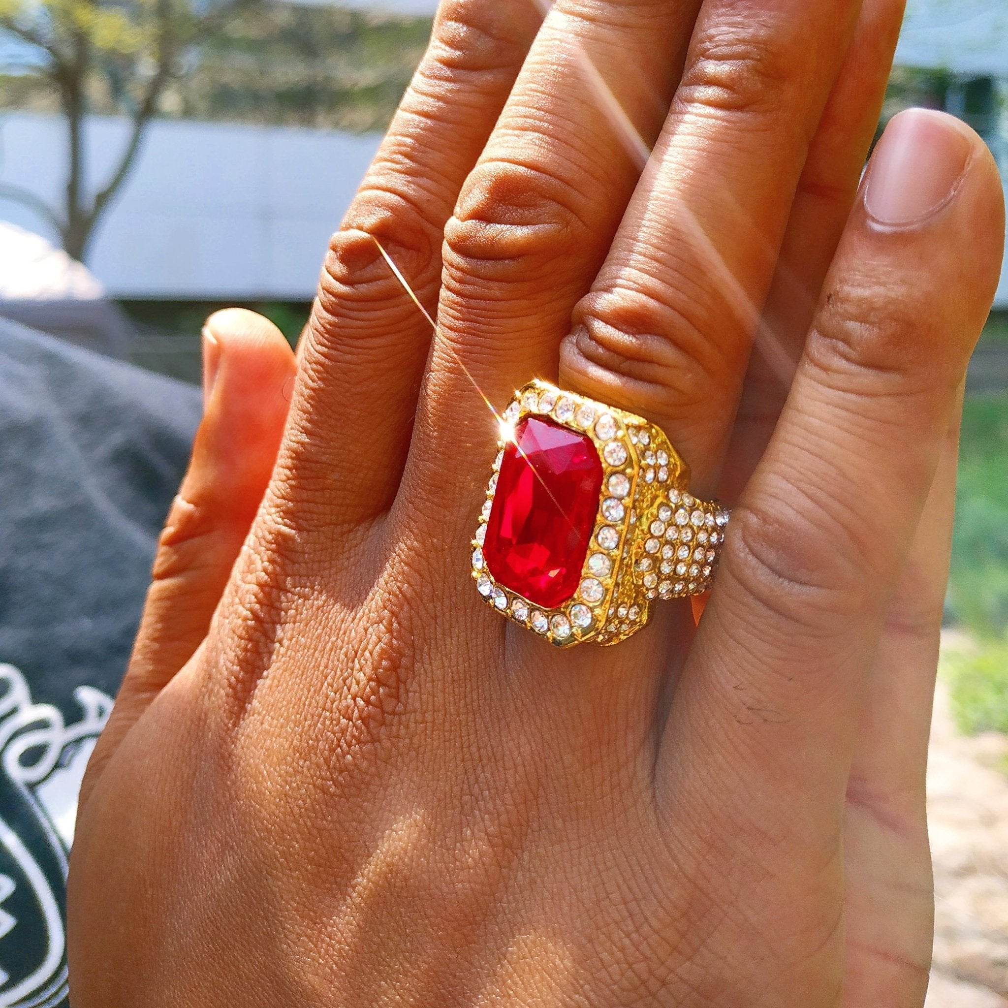 CZ Diamond 18k Gold Plated Gemstone Ring - Drip Culture Jewelry