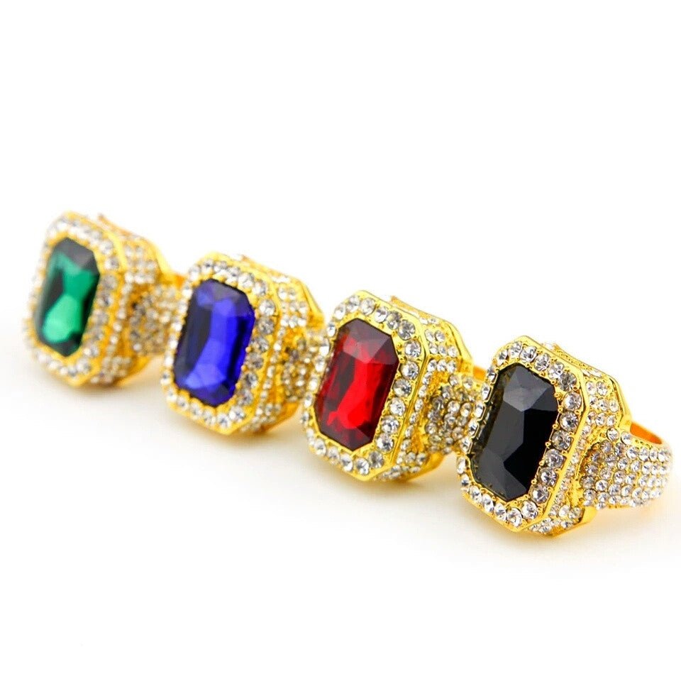 CZ Diamond 18k Gold Plated Gemstone Ring - Drip Culture Jewelry